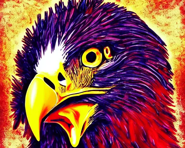 Image similar to bald eagle, digital art, colorful, trending on artstation