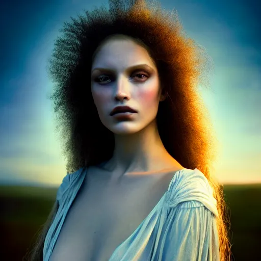 Prompt: photographic portrait of a stunningly beautiful witch pagan priestess female in soft dreamy light at sunset, contemporary fashion shoot, by edward robert hughes, annie leibovitz and steve mccurry, david lazar, jimmy nelsson, breathtaking, 8 k resolution, extremely detailed, beautiful, establishing shot, artistic, hyperrealistic, beautiful face, octane render