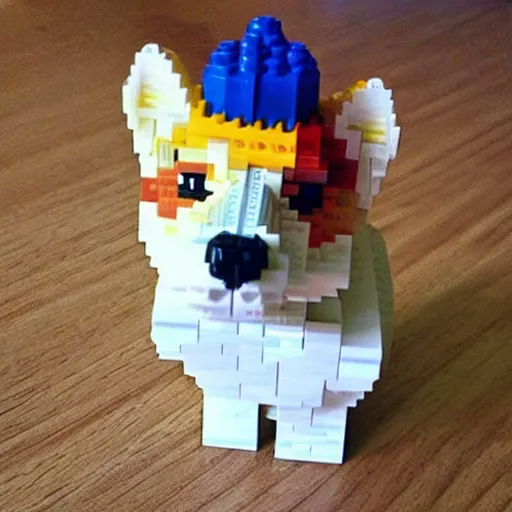 Image similar to “ a corgi made out of legos ”