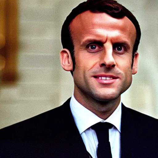 Image similar to Emmanuel Macron bubble head in American Psycho (1999)