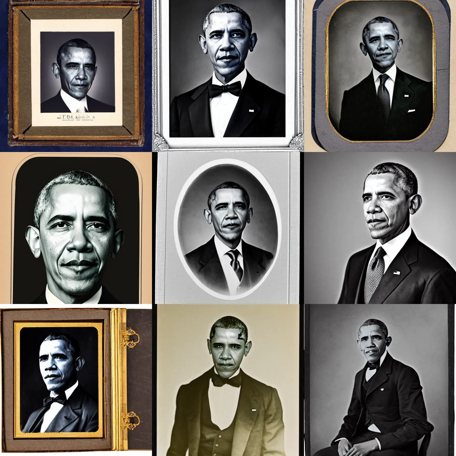 Prompt: barack obama. 1800s presidential photograph.