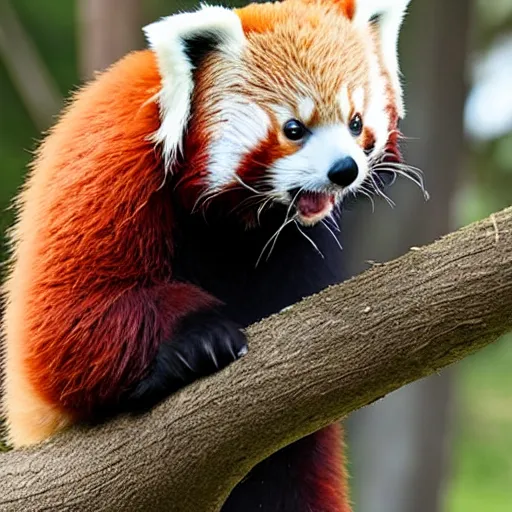 Image similar to red panda showing middle finger