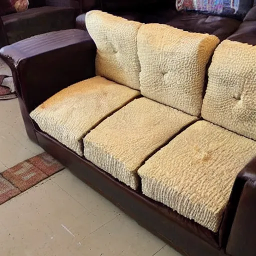 Image similar to A couch made out of bread