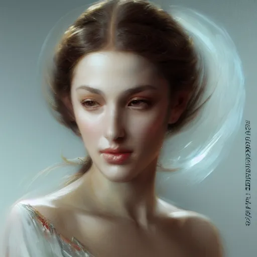Prompt: a beautiful portrait painting of a glamorous actress, masterpiece by famous artist nasreddine dinet and eugene de blaas and greg rutkowski and artgerm and wlop, path tracing, intricate, elegant, highly detailed, digital painting, artstation, concept art, smooth, sharp focus