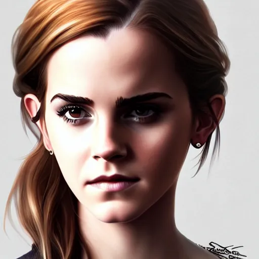 Image similar to Portrait emma watson, D&D, fantasy, intricate, highly detailed, digital painting, trending on artstation, sharp focus, illustration, style of Stanley Artgerm