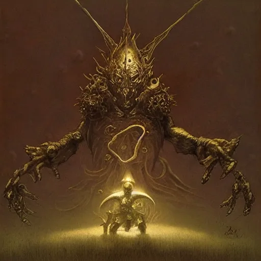 Prompt: super mario as a dark souls boss by zdzisław beksiński