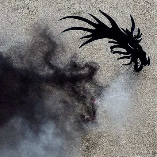 Image similar to a dragon made of black smoke