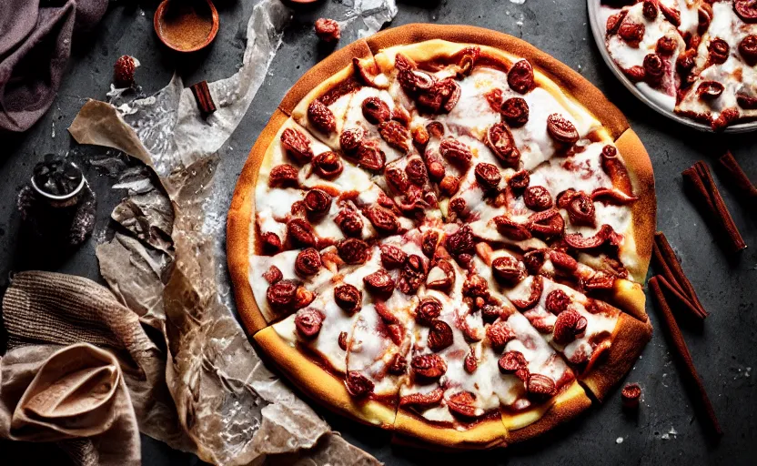 Image similar to cinnamon pizza, food photography