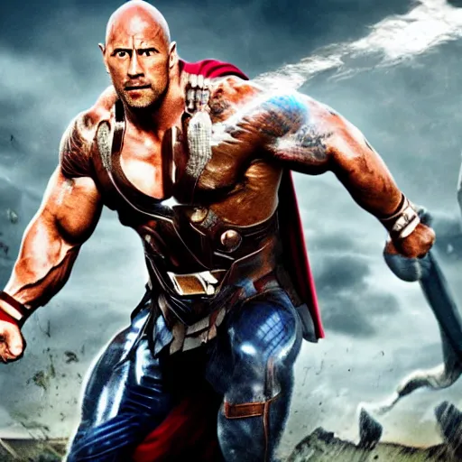 Image similar to Dwayne Johnson as Thor