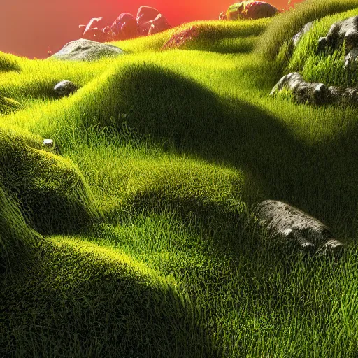 Prompt: planet, artstation, octane render, unreal engine, warm color palette, multiverse, rgb, hdr, grass, moss, with lots of vegetation