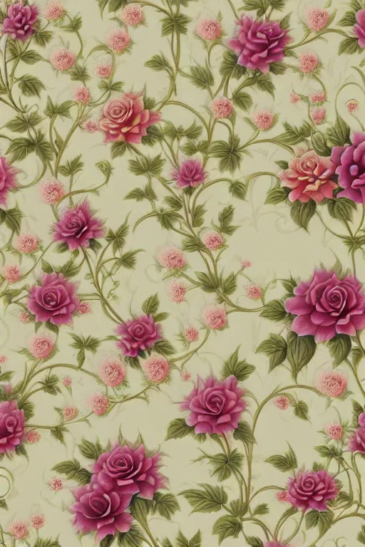 Prompt: Floral wallpaper by Anne Stokes