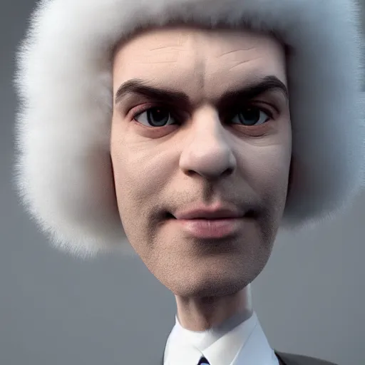 Image similar to beautiful 3D rendered fictional character, his head is made of fluffy clouds, wearing white suit, realistic, 8k, 4k, unreal engine, by Antoni Tudisco, artstation