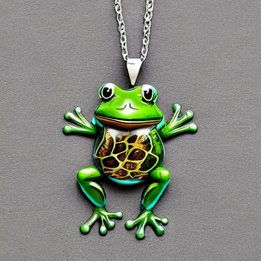 Image similar to a frog wearing a necklace