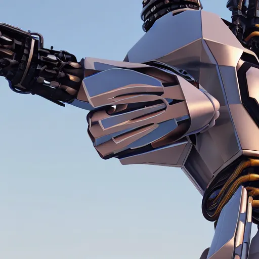 Prompt: mecha Heart-shaped fingers, two hang, Five fingers on the hand, a close up, white steel, extreme details, matte, noise, smoke, vertical symmetry, colourful lighting, steel joint, Wires, Mechanisms, unreal engine 5, artstationHD, 4k, 8k, 3d render, 3d Houdini, cinema 4d, octane,