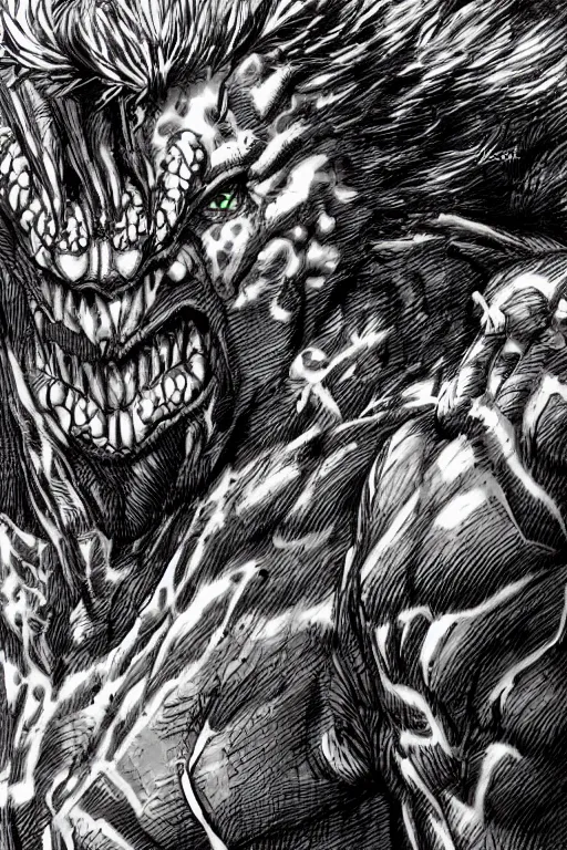 Prompt: beast man, highly detailed, digital art, sharp focus, trending on art station, kentaro miura manga art style