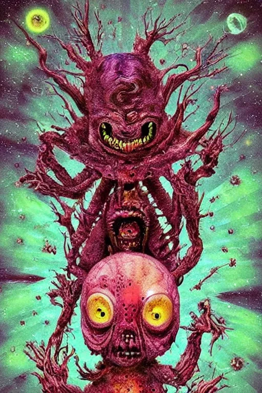 Image similar to the most cute and terrifying creature on the universe, weird surreal horror psy cosmic art, cry engine, bizarre art