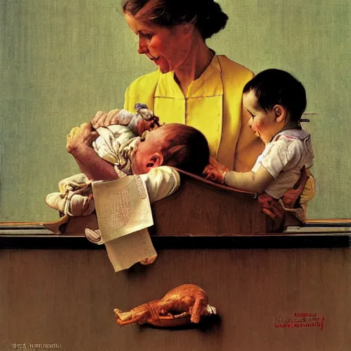 Prompt: The Baby by Norman Rockwell