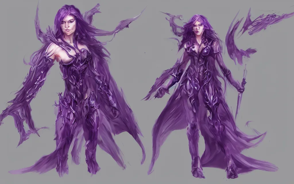 Image similar to valorant, concept art, purple, female, HD,