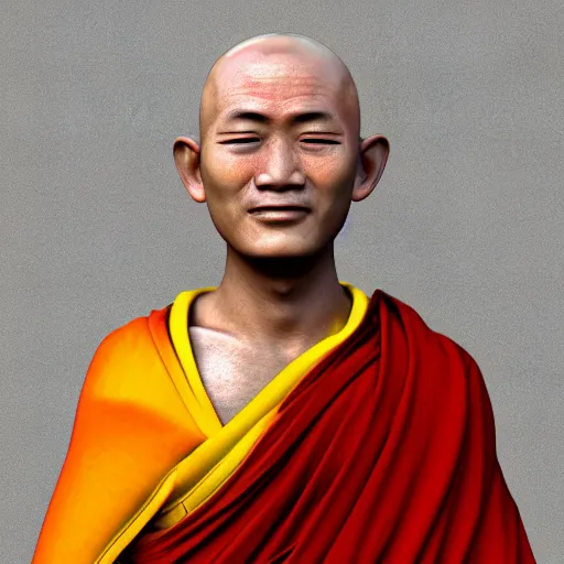 Image similar to ecstatic buddhist monk, digital art, 3 d