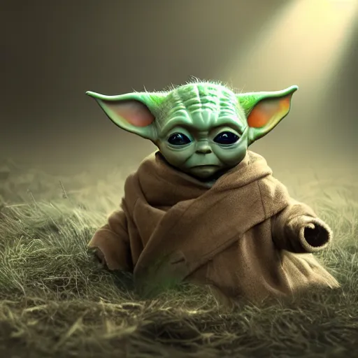 Prompt: full body pose, hyperrealistic photograph of baby yoda dressed as a wizard, dim volumetric lighting, 8 k, octane beautifully detailed render, extremely hyper detailed, intricate, epic composition, cinematic lighting, masterpiece, trending on artstation, very very detailed, stunning, hdr, smooth, sharp focus, high resolution, award, winning photo, dslr, 5 0 mm