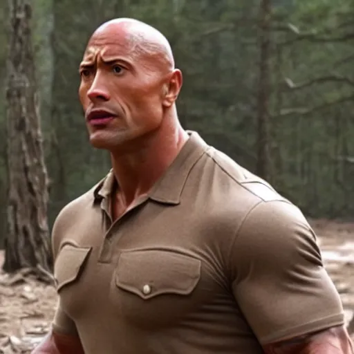 Image similar to film still of dwayne johnson as bubba gump in forest gump
