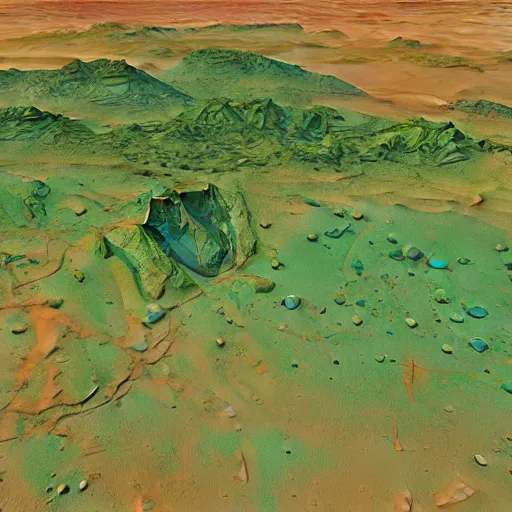 Prompt: detailed details photorealistic image of the latest green map of mars after terraforming in the style of moebius and alex ross, gouache and wash paints color, detailed details facial and body and human and environments and proportionate, detailed 5 k details.