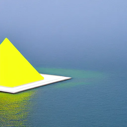 Prompt: neon pyramid in the sea