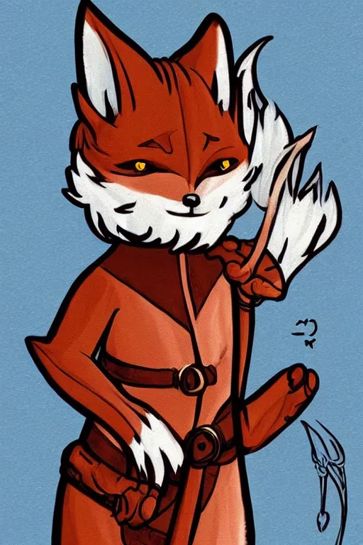 Image similar to a medieval anthropomorphic fox with a fluffy tail, comic art, trending on furaffinity, cartoon, kawaii, backlighting, furry art!!!, cool shading, concept art