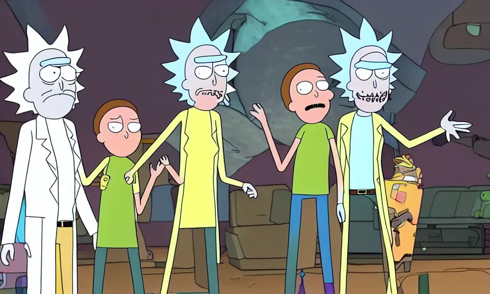 Prompt: Rick and Morty as real persons, medium shot, highly detailed, studio lighting, realistic