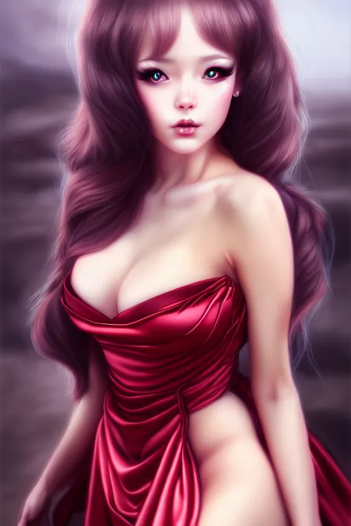 Prompt: Beautiful alluring Squirrel portrait in satin dress by Artgerm and WLOP, Pixiv