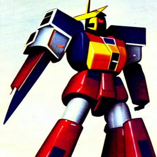 Image similar to a 1 9 8 0 s advertisement displaying a monk piloting a gundam mech suit, highly detailed, sharp focus, hq, post grunge, subtle colors.