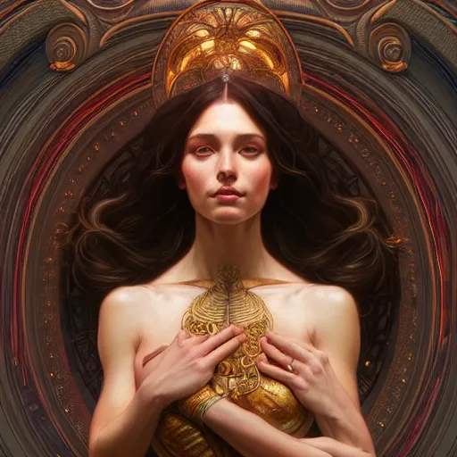 Image similar to perfectly-centered-Portrait of a Goddess, intricate, highly detailed, digital painting, artstation, concept art, smooth, sharp focus, illustration, Unreal Engine 5, 8K, art by artgerm and greg rutkowski and alphonse mucha