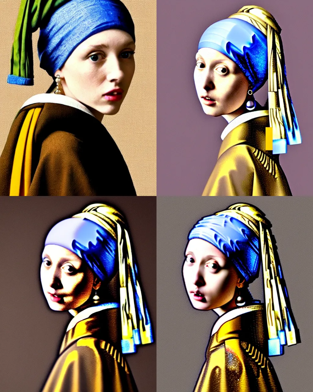 Prompt: beautiful modern girl wearing high fashion clothing as ( girl with a pearl earring )