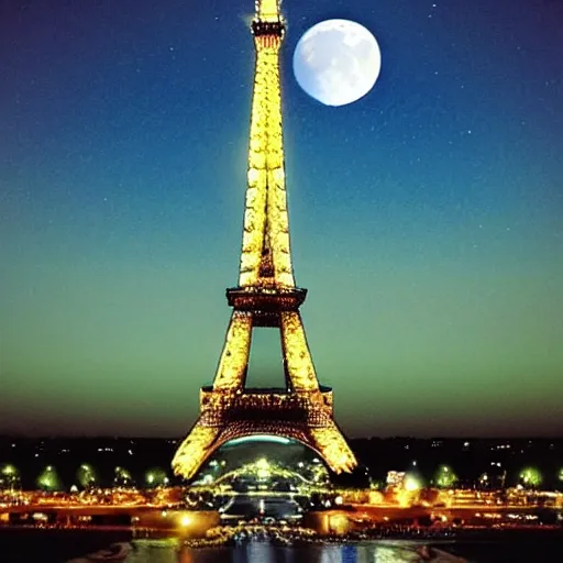 Prompt: Eiffel tower, moon, (((sun))), (((stars))), waterpaint art, ((((((((Night)))))))) day time