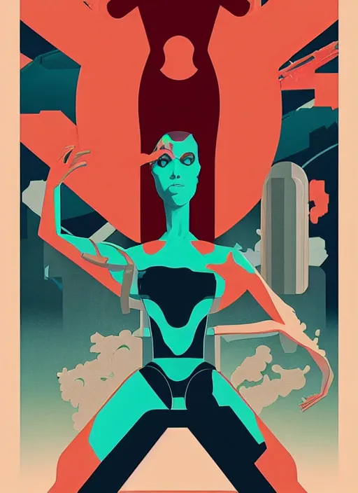 Image similar to Transhumanist propaganda poster artwork by Michael Whelan and Tomer Hanuka, retrofuturistic, optimistic and uplifting, clean