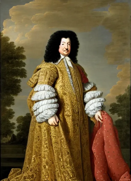 Image similar to portrait of Louis xiv of France in his coronation garb by hyacinthe rigaurd 1701