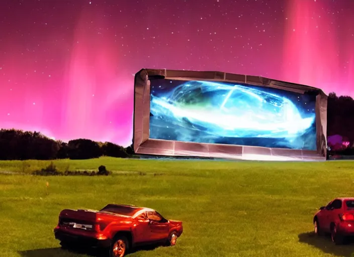 Image similar to Space ship, lazertag, drive in movie theater