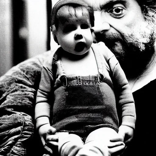 Image similar to stanley kubrick as the baby from 2 0 0 1 cinematic 3 5 mm dramatic hdr