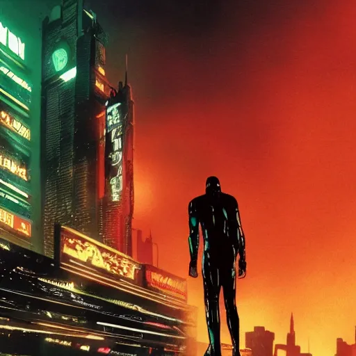 Image similar to a still of from the movie blade runner crossover with the game vectorman