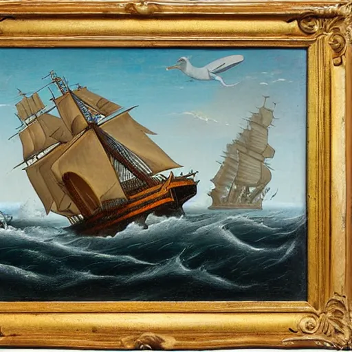 Image similar to seamonster attacking a ship, by george philip reinagle