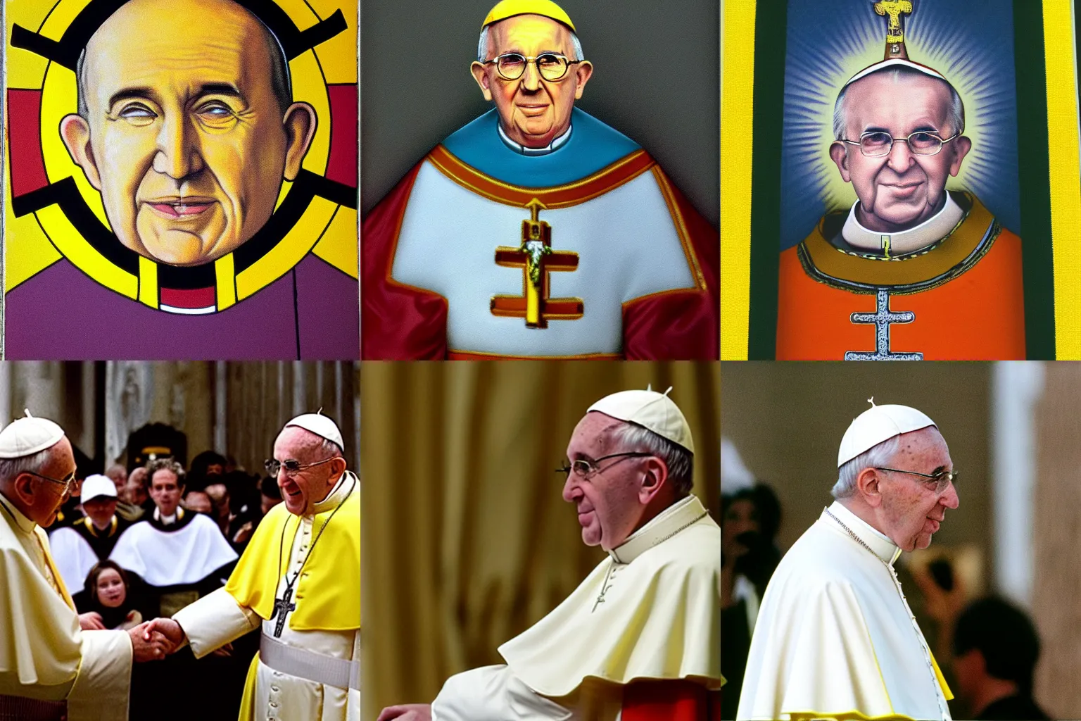 Prompt: pope john paul 2 with a yellow face