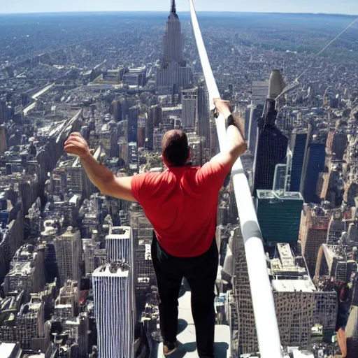 Image similar to large man climbing up empire state building