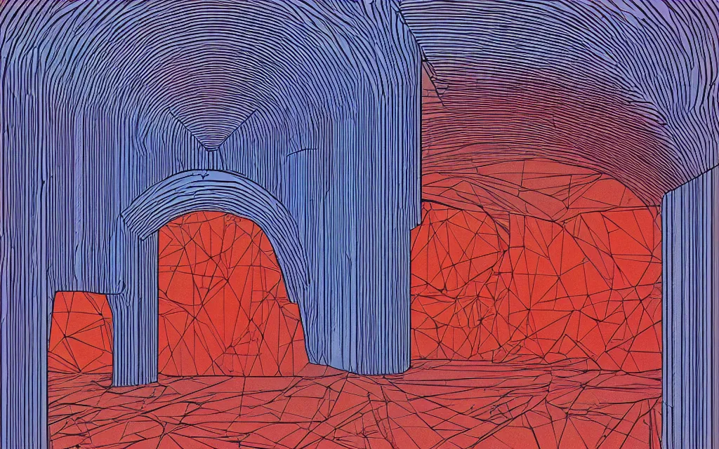 Image similar to rectangular portal gate to another dimension, fractal. retro minimalist art by jean giraud