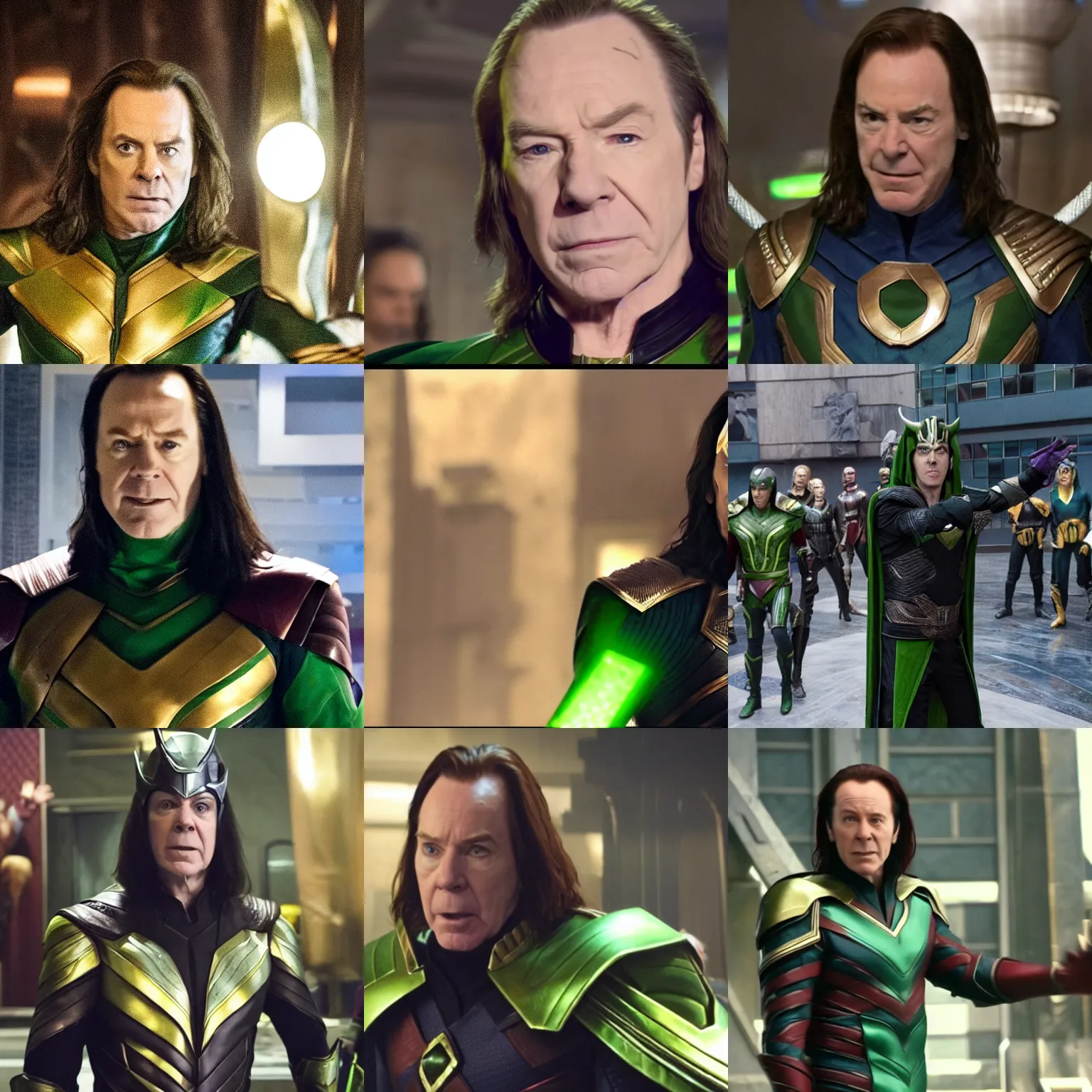 Prompt: a screenshot of michael mckean as loki in the avengers. 8 k. very detailed