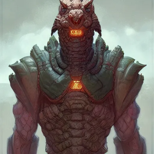 Prompt: portrait of a draconid male, strong build, highly detailed, wearing simple robes, trending on art station, character concept art, photorealistic by michael komarck, greg rutkowski, victo ngai, artgerm and j. dickenson