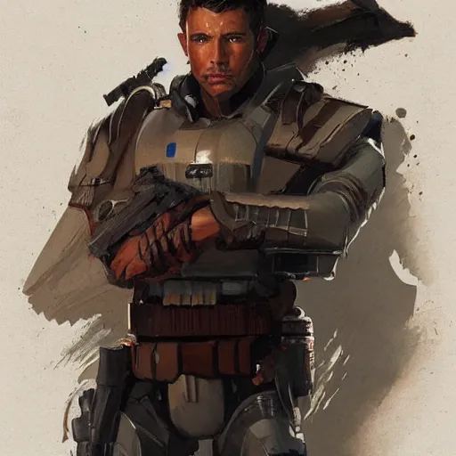 Image similar to portrait of a man by greg rutkowski, jaxon fett, samoan features, brown hair, tall and muscular, wearing a tactical gear, star wars expanded universe, highly detailed portrait, digital painting, artstation, concept art, smooth, sharp foccus ilustration, artstation hq