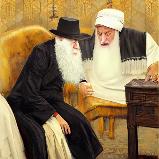 Image similar to joe biden as the lubavicher rebbe with sidelocks and shtreimel, jewish devotional art by greg rutkowski