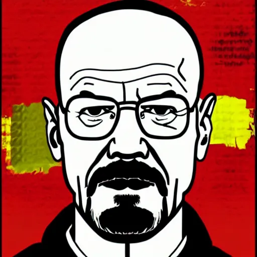 Prompt: walter white, breaking bad in a pop art comic style