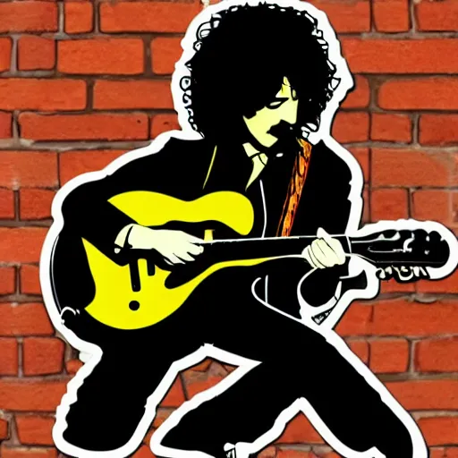 Image similar to jimmy page from led zepelin playing - guitar - solo, sticker - art, svg vector, adobe - illustrator