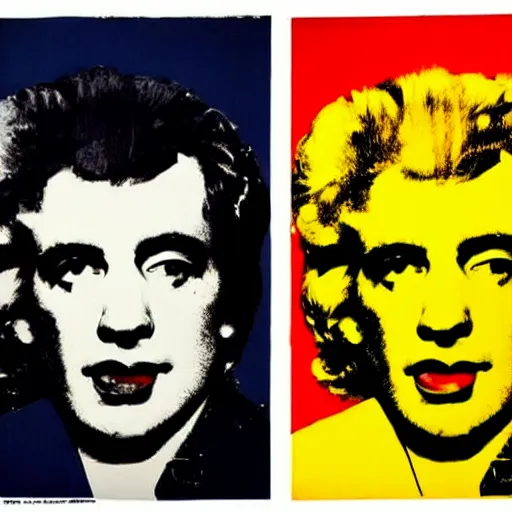 Image similar to boris karlof silk screen portrait by andy warhol, butcher billy style